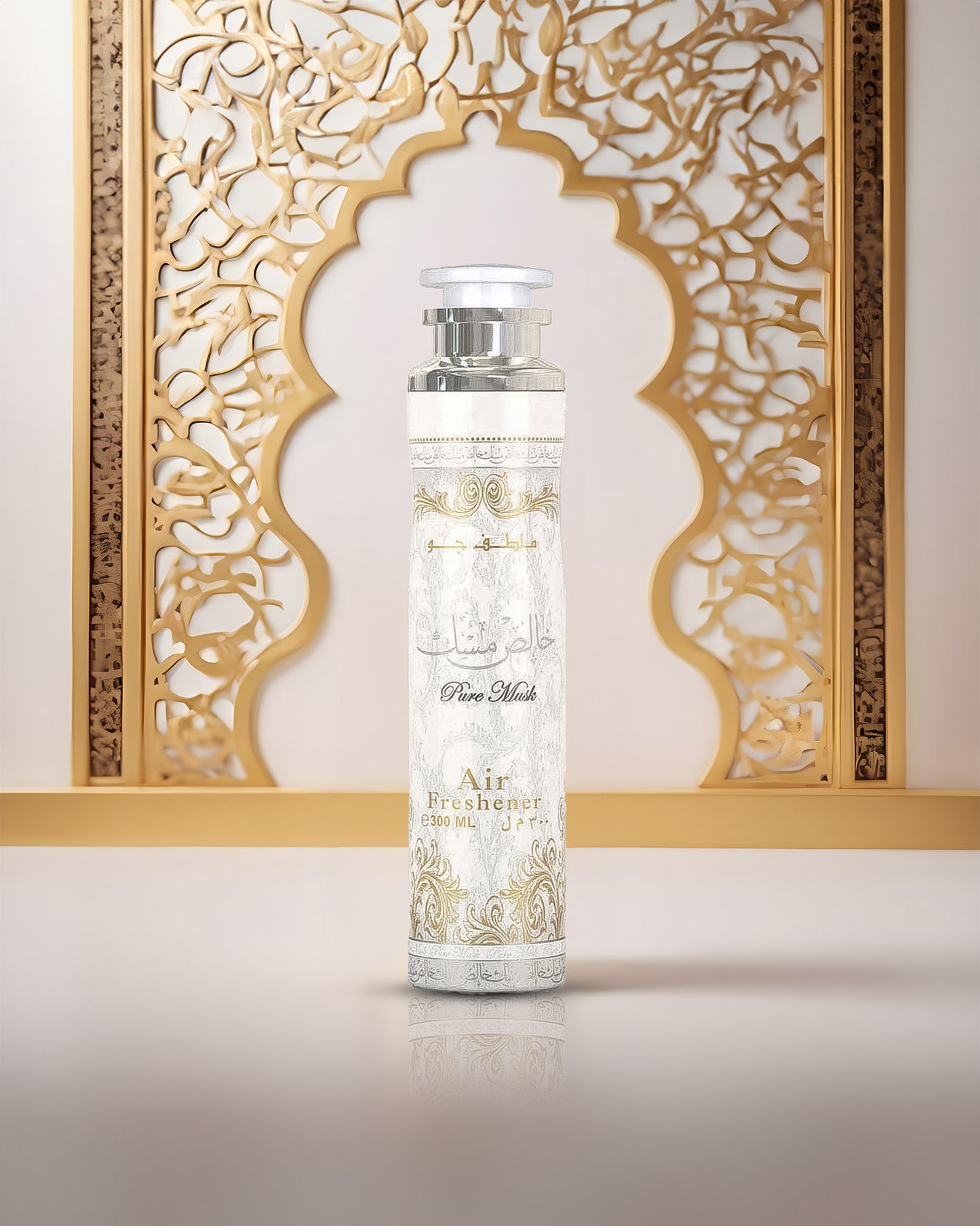 pure musk air freshener bottle photograph inside oriental design room