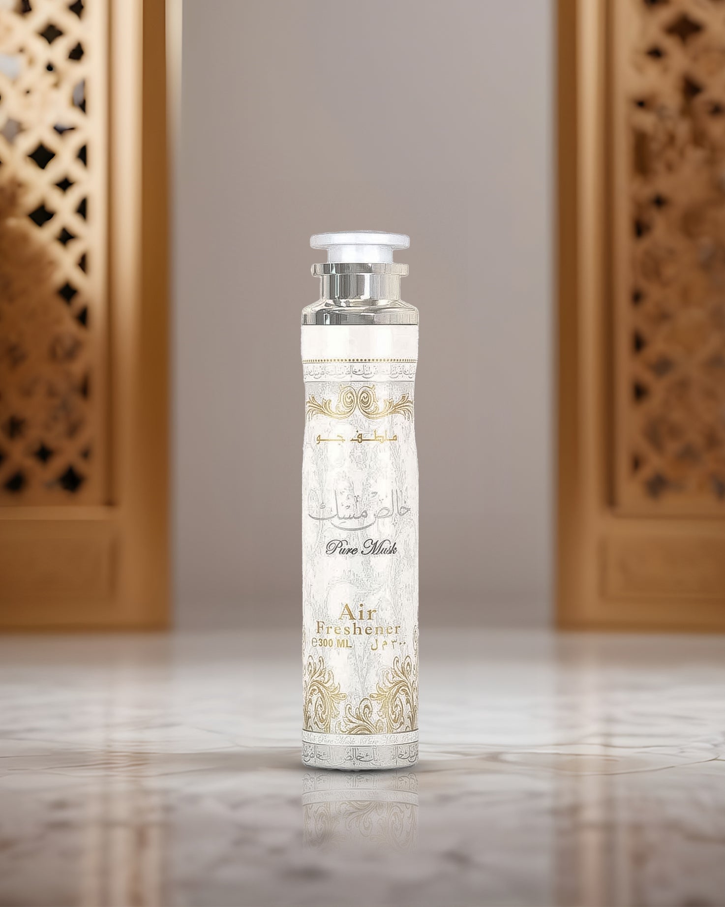 pure musk air freshener bottle photograph inside room