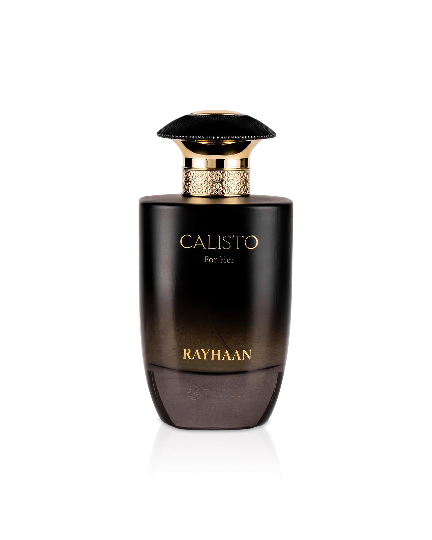 Perfume bottle labeled 'Calisto for Her' by Rayhaan on a white background