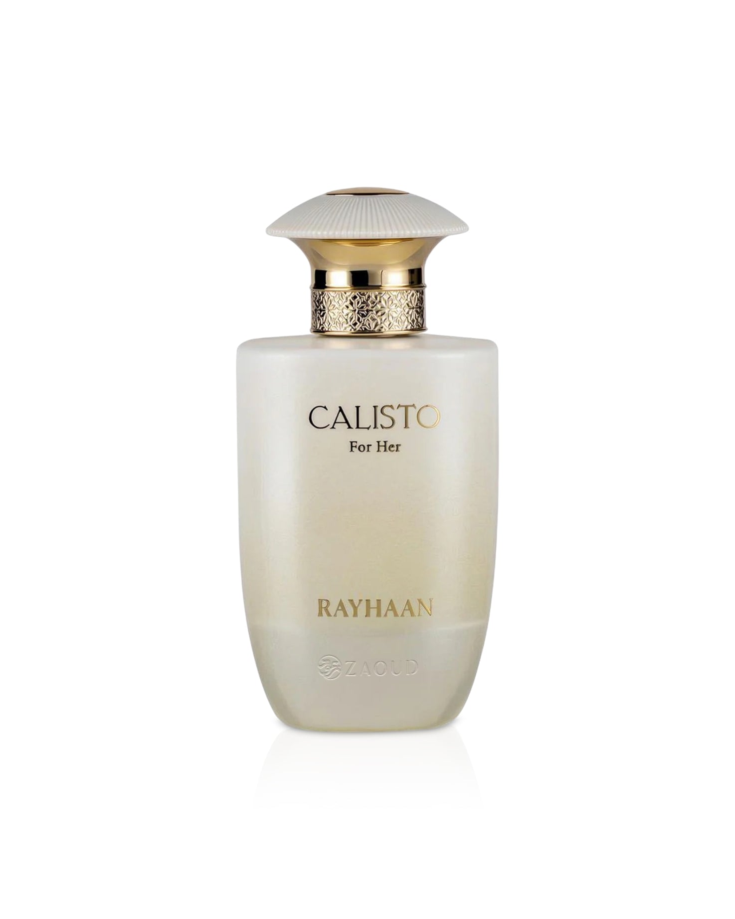 rayhaan calisto white Perfume bottle labeled 'Calisto for Her' by Rayhaan on a white background