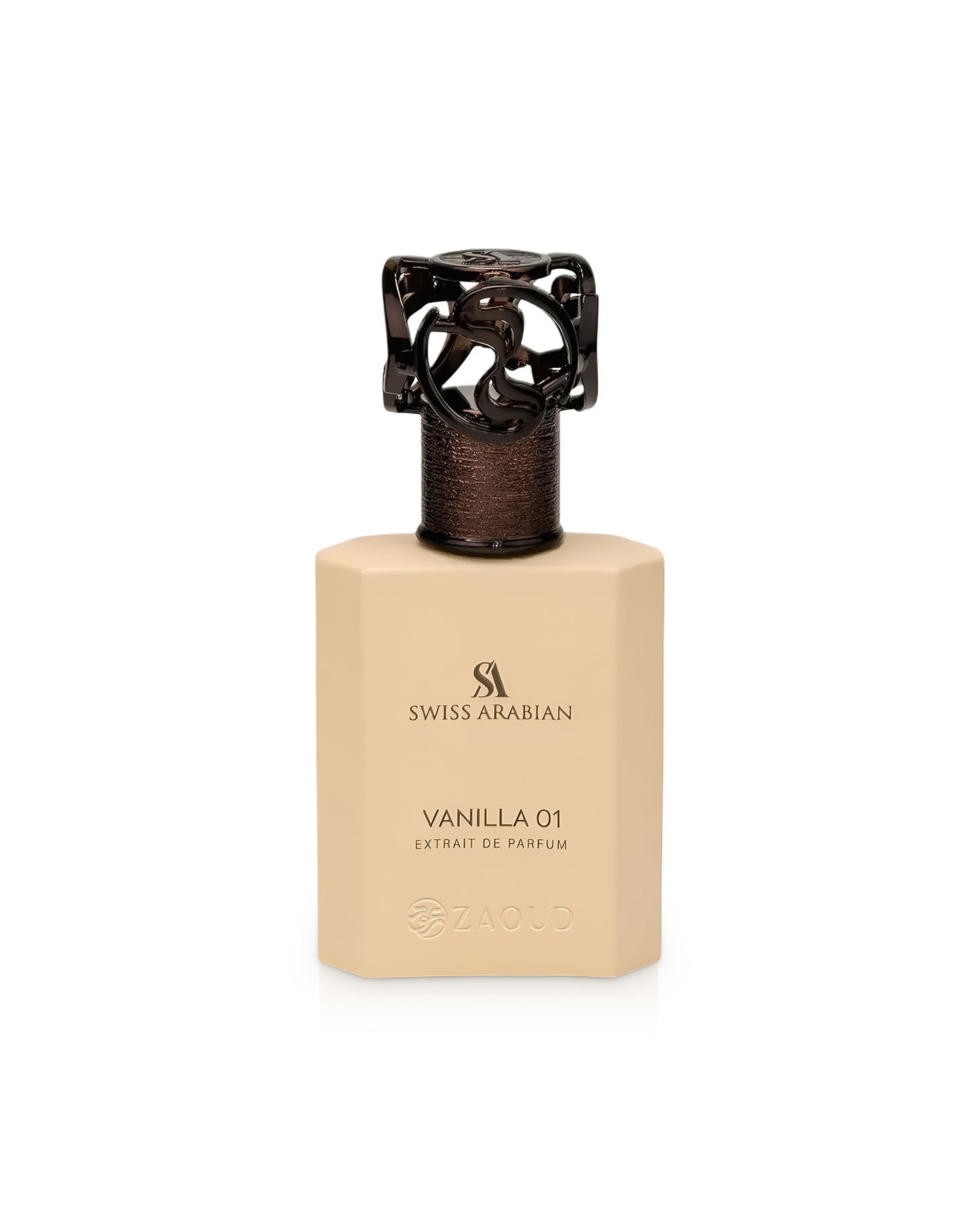 swiss arabian vanilla 01 perfume bottle shows against white background