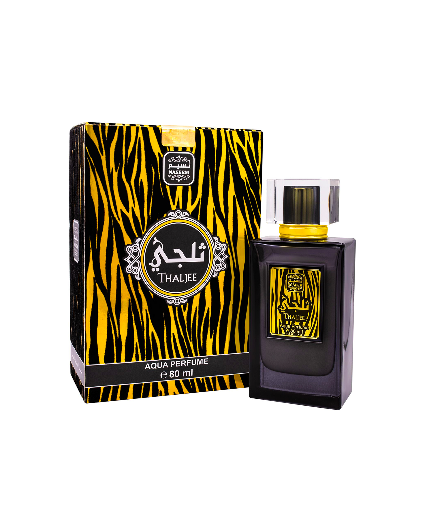 thaljee aqua parfum bottle and box against white background