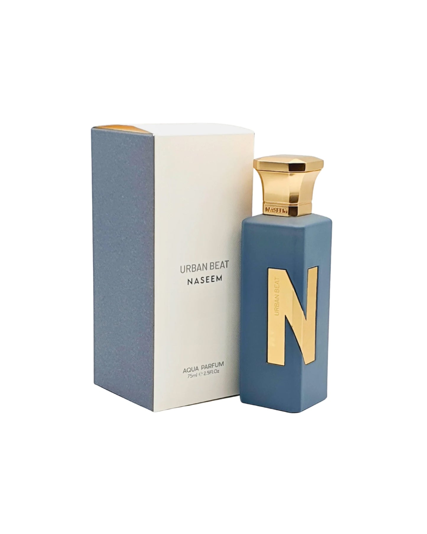 urban beat aqua parfum bottle and box against white background