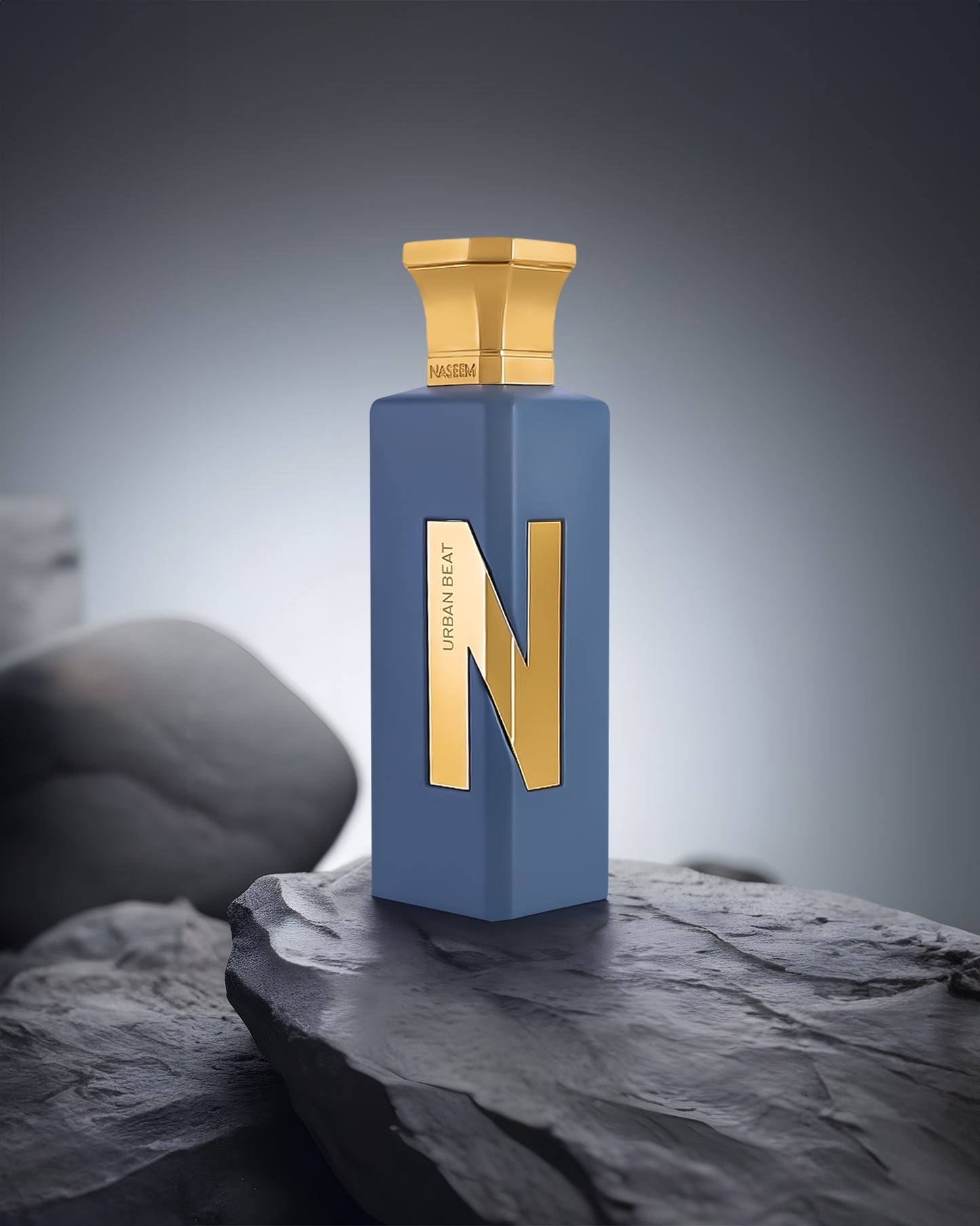 urban beat aqua parfum bottle photograph gray rock