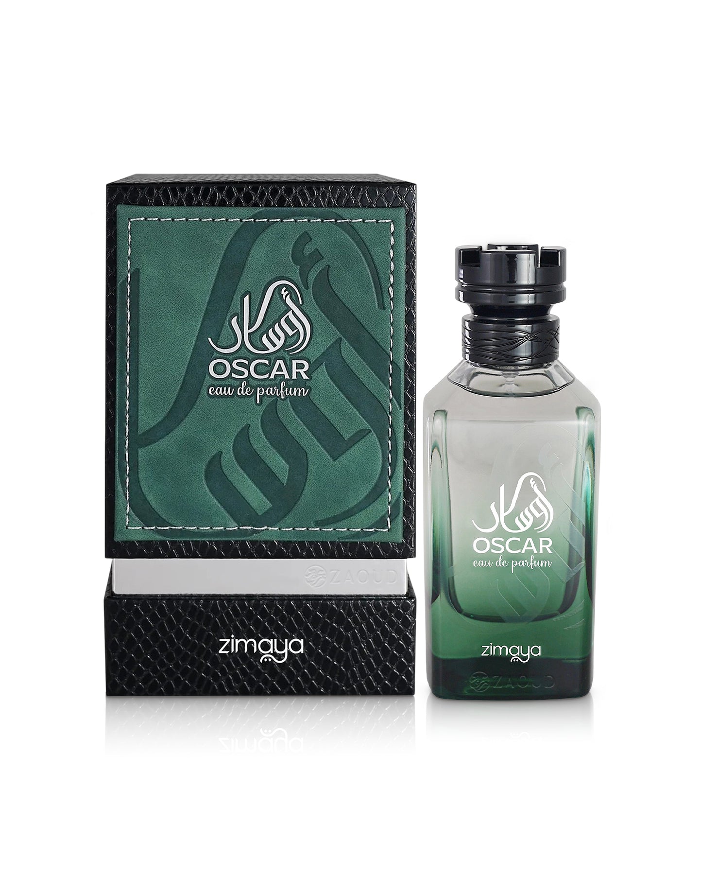 zimaya oscar perfume bottle shows beside its box against white background