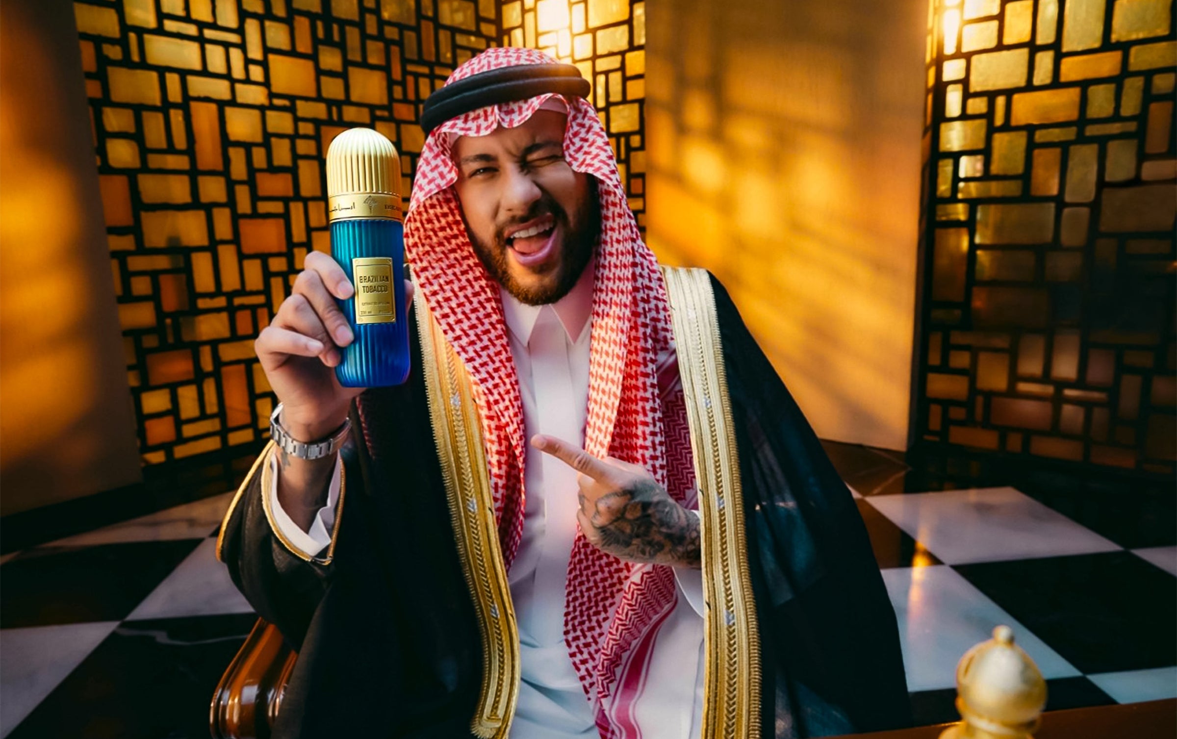 neymar jr advertise Brazaillian Tobacco by ibraheem al qurashi perfumes