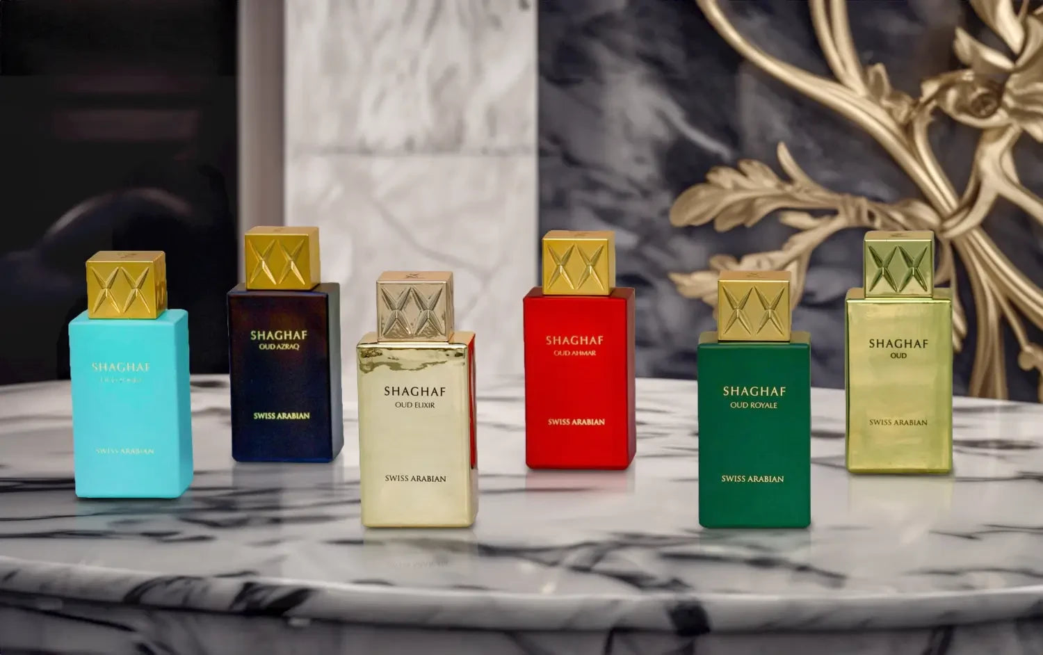 Swiss Arabian shaghaf perfumes collections like oud tonka, oud azraq, shaghaf oud and oud perfume .
