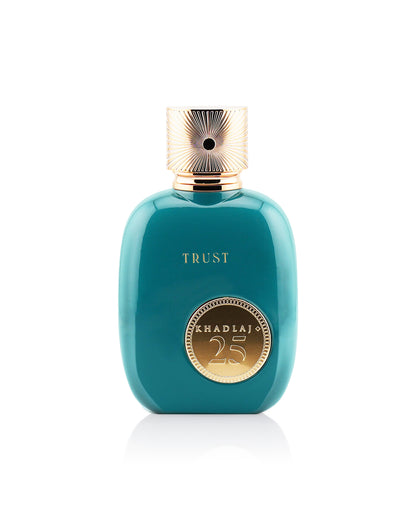 khadlaj 25 trust perfume botttle shows against white background