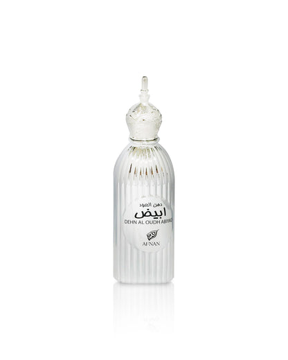 Afnan Dehn Al Oudh Abiyad perfume bottle against white background