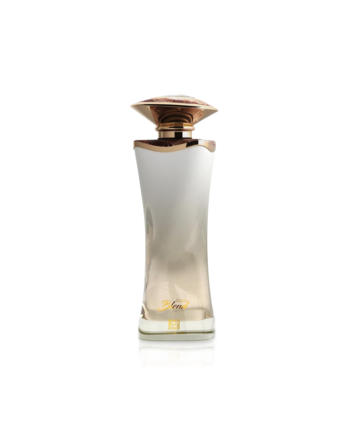 ahmed al maghribi coco blend Perfume bottle with a gold cap on a white background