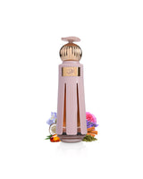 ahmed al maghribi ahl perfume bottle surrounded with fragrance notes like coconut and amber shows against white background