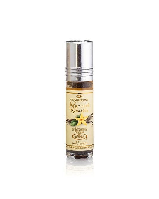 al rehab spanish vanilla perfume oil bottle shows against white background
