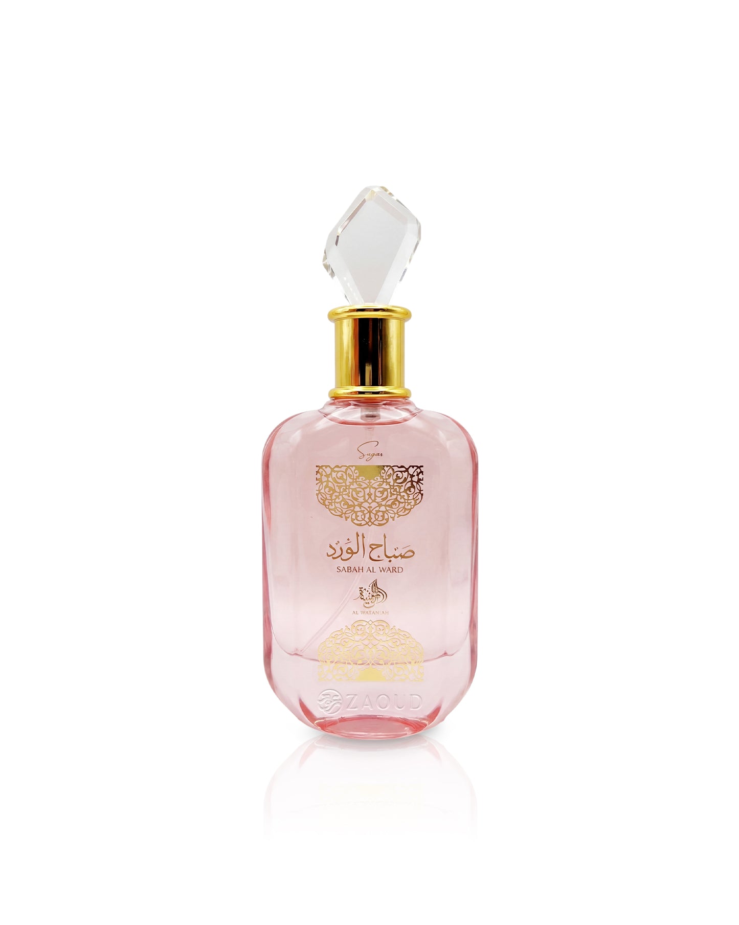 al wataniah sabah al ward sugar perfume bottle shows against white background