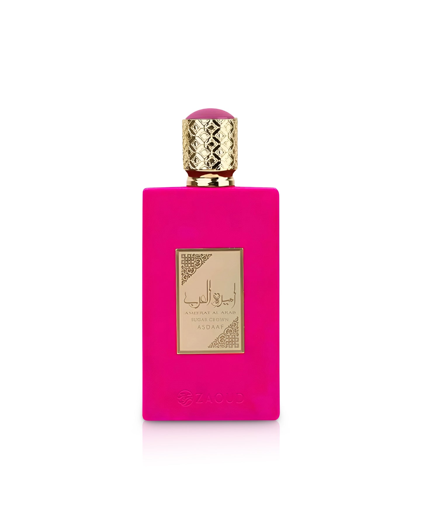 ameerat al arab sugar crown pink perfume bottle shows against white background