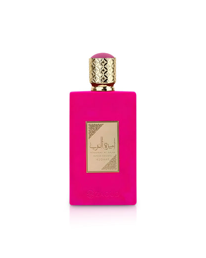 ameerat al arab sugar crown pink perfume bottle shows against white background