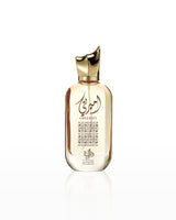 Al wataniah ameerati Perfume bottle with gold cap and detailed label on a white background