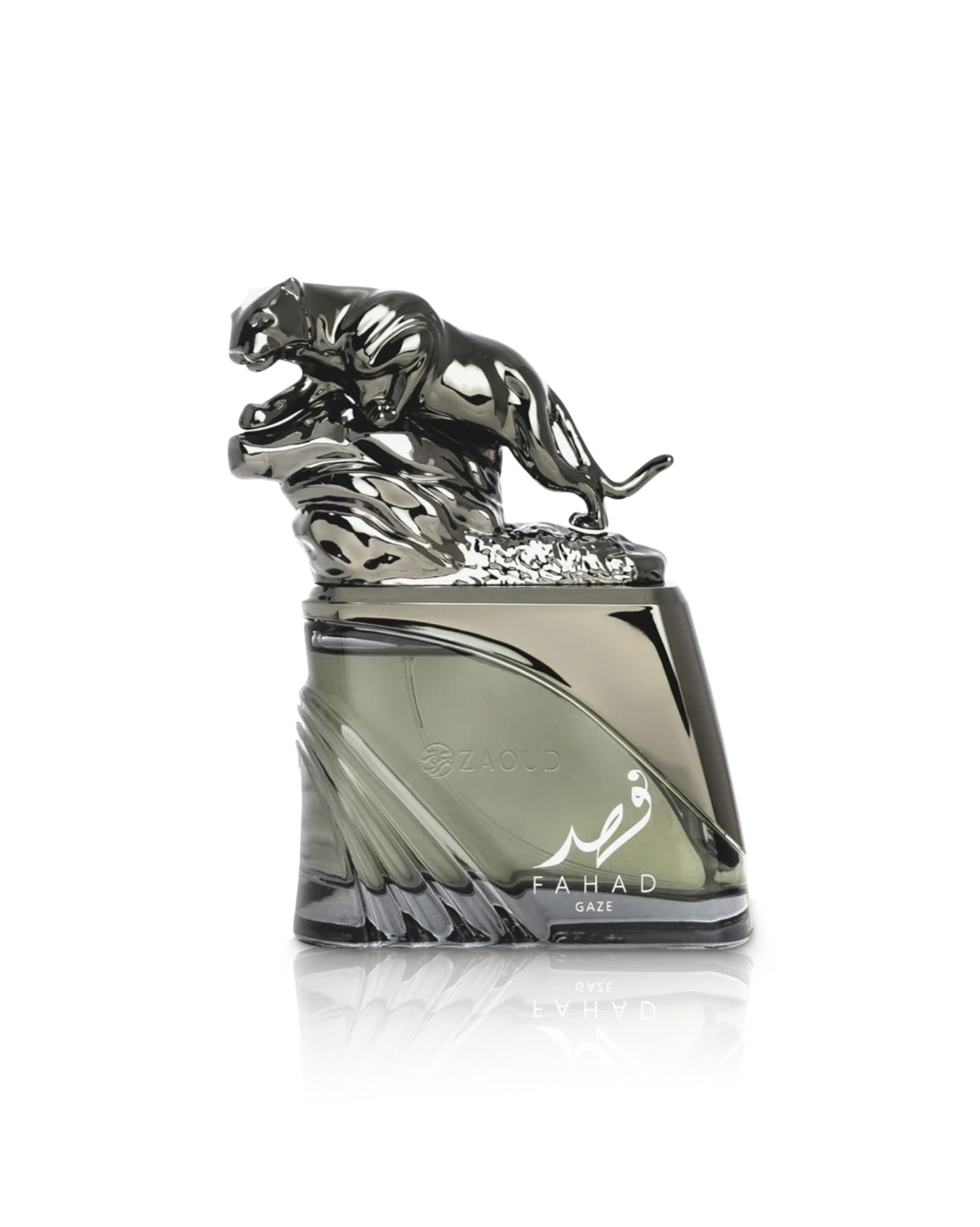 arabiyat prestige fahad gaze Perfume bottle with a tiger emblem on a white background