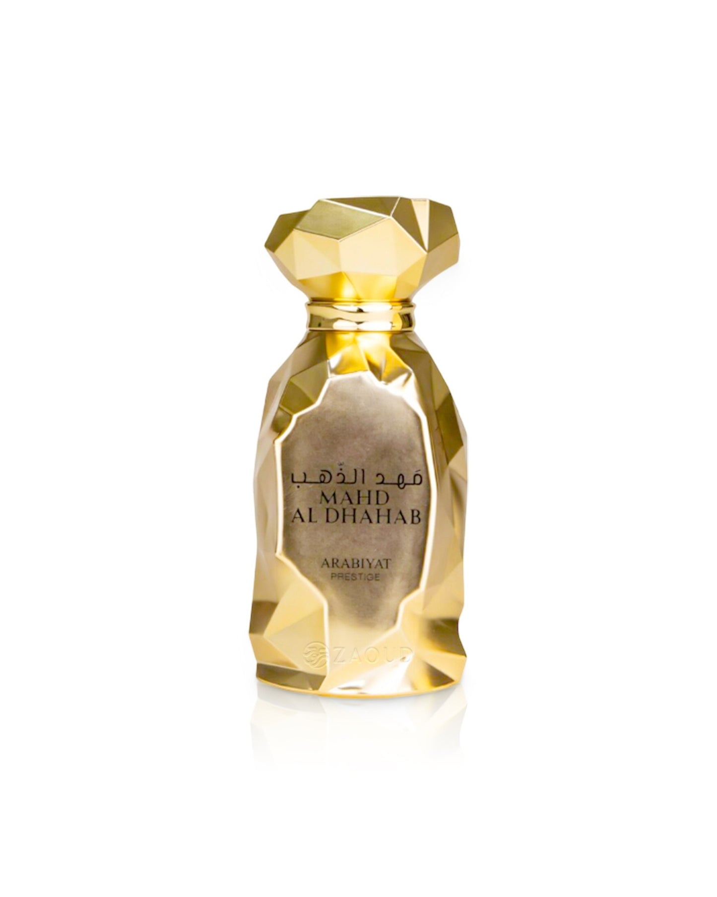Arabiyat Prestige MAHD AL DHAHAB perfume bottle shows against white background