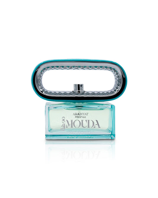 arabiyat restige mouda perfume bottle shows against white background