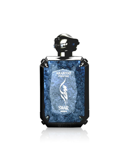 arabiyat prestige swar seduire Perfume bottle with blue and black design on a white background