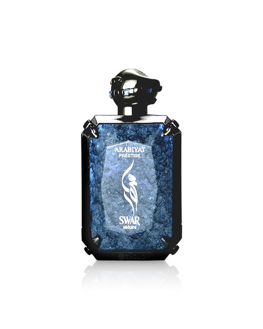 arabiyat prestige swar seduire Perfume bottle with blue and black design on a white background