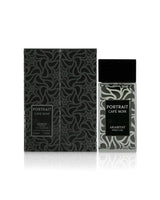 Portrait Cafe Noir Arabiyyat Prestige cologne set, featuring a black patterned box and a clear glass bottle with a black cap on a white background.