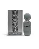 arabiyat prestige ramad perfume gray bottle shows beside packaging against white background