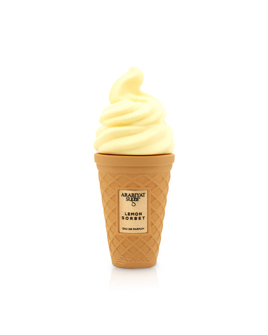 arabiyat sugar lemon sorbet perfume bottle shows against white background