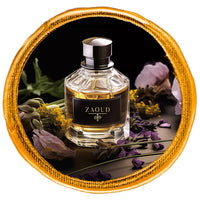 Aromatic perfume bottle surrounded by lavender flowers