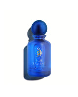 blue laverne perfume bottle shows against white background