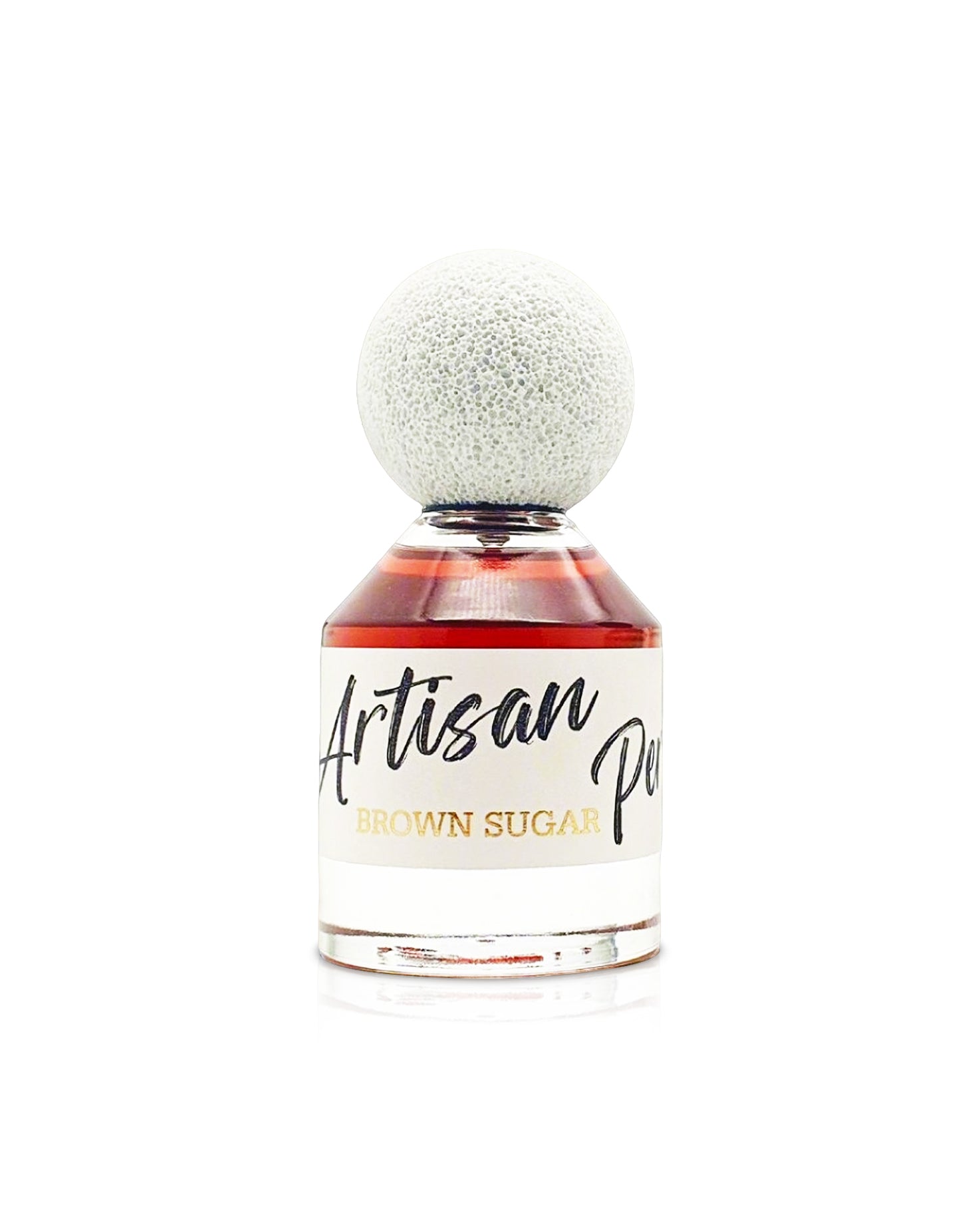 FRAGRANCE WORLD brown sugar Artisan Perfumery perfume bottle shows against white background