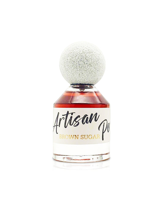 FRAGRANCE WORLD brown sugar Artisan Perfumery perfume bottle shows against white background