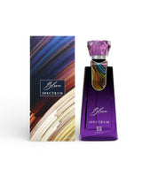 bloom spectrum by ahmed perfume bottle  shows beside its packaging against white background