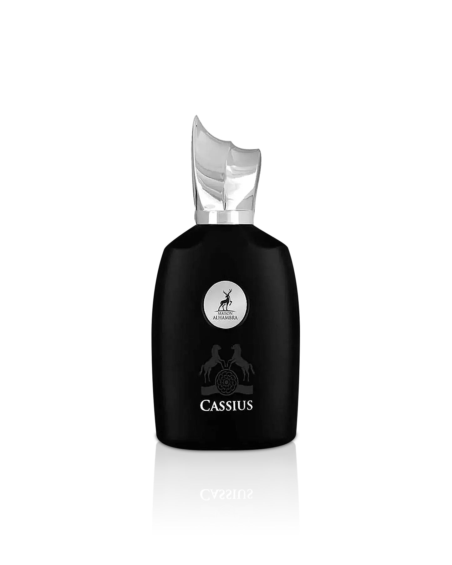 cassius by maison alhambra perfume bottle shows against white background