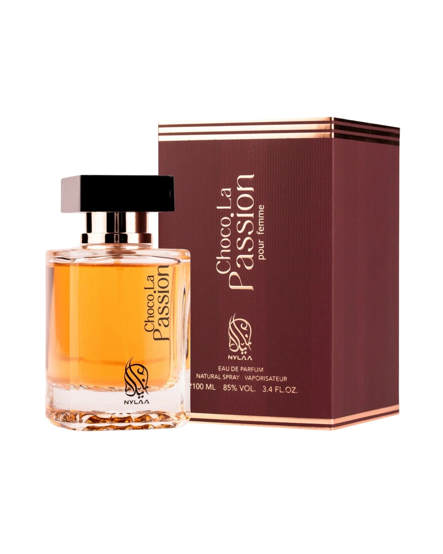 CHOCO LA PASSION EDP perfume bottle and box against white background