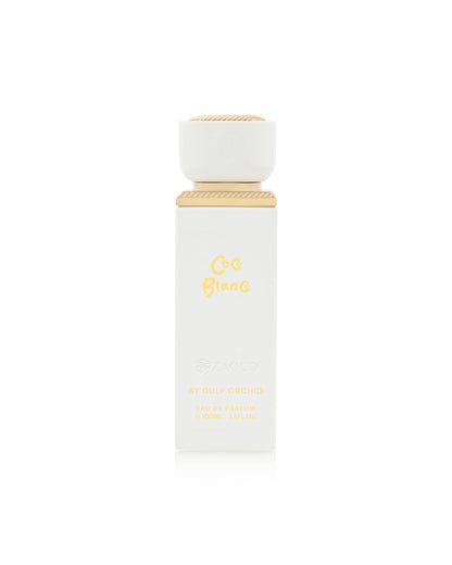 gulf orchid coco blanco perfume white bottle shows against white background