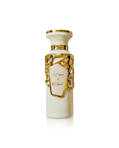 fragrance world creme of clouds perfume bottle shows against white background