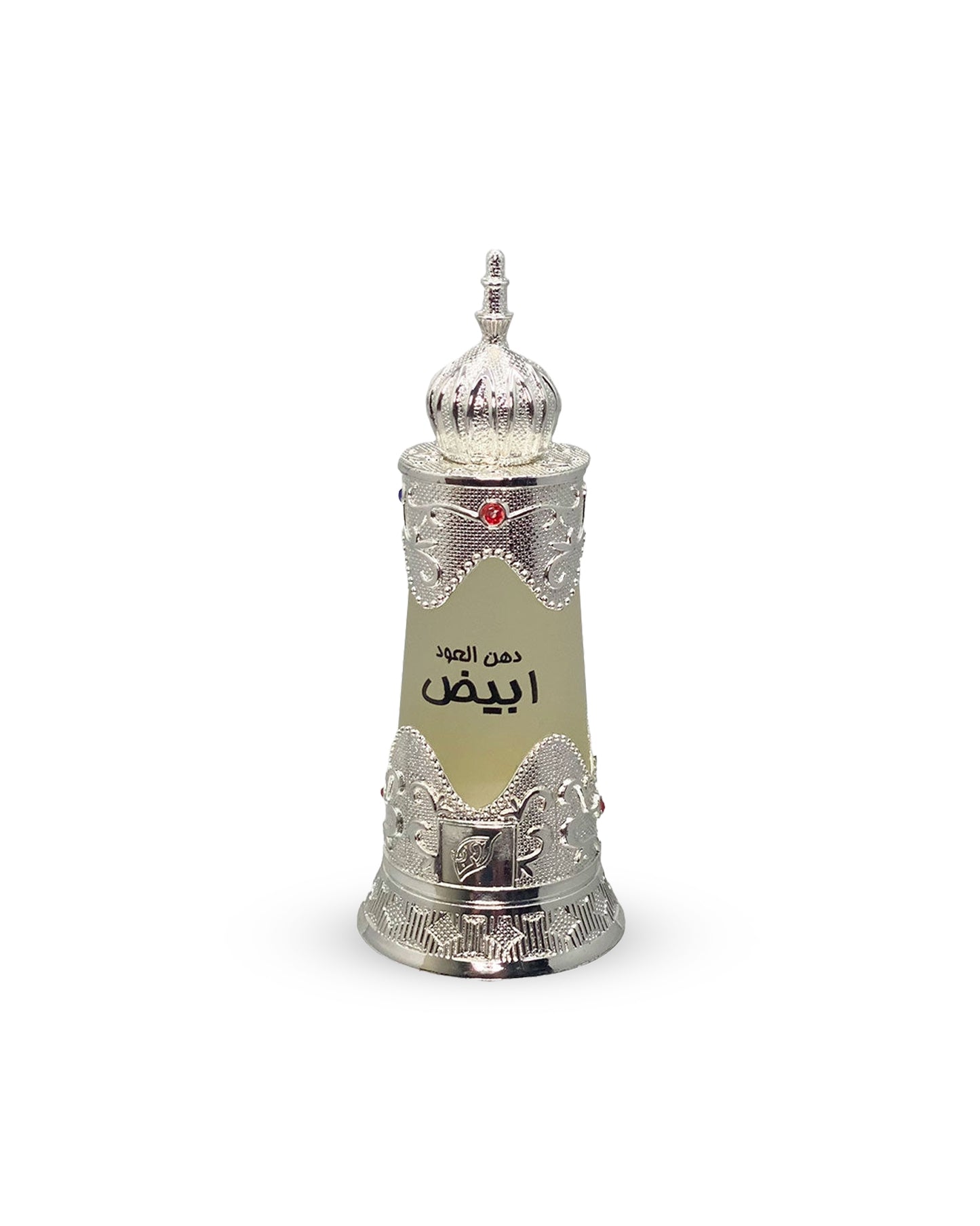 Dehn al oudh abiyad perfumed oil bottle against white background