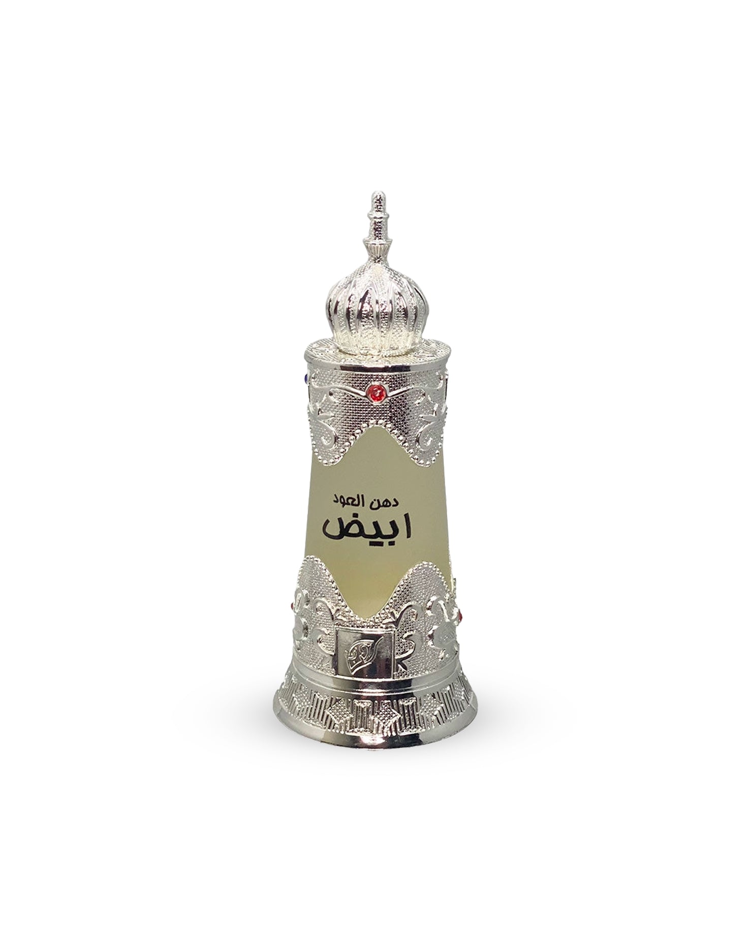 Dehn al oudh abiyad perfumed oil bottle against white background