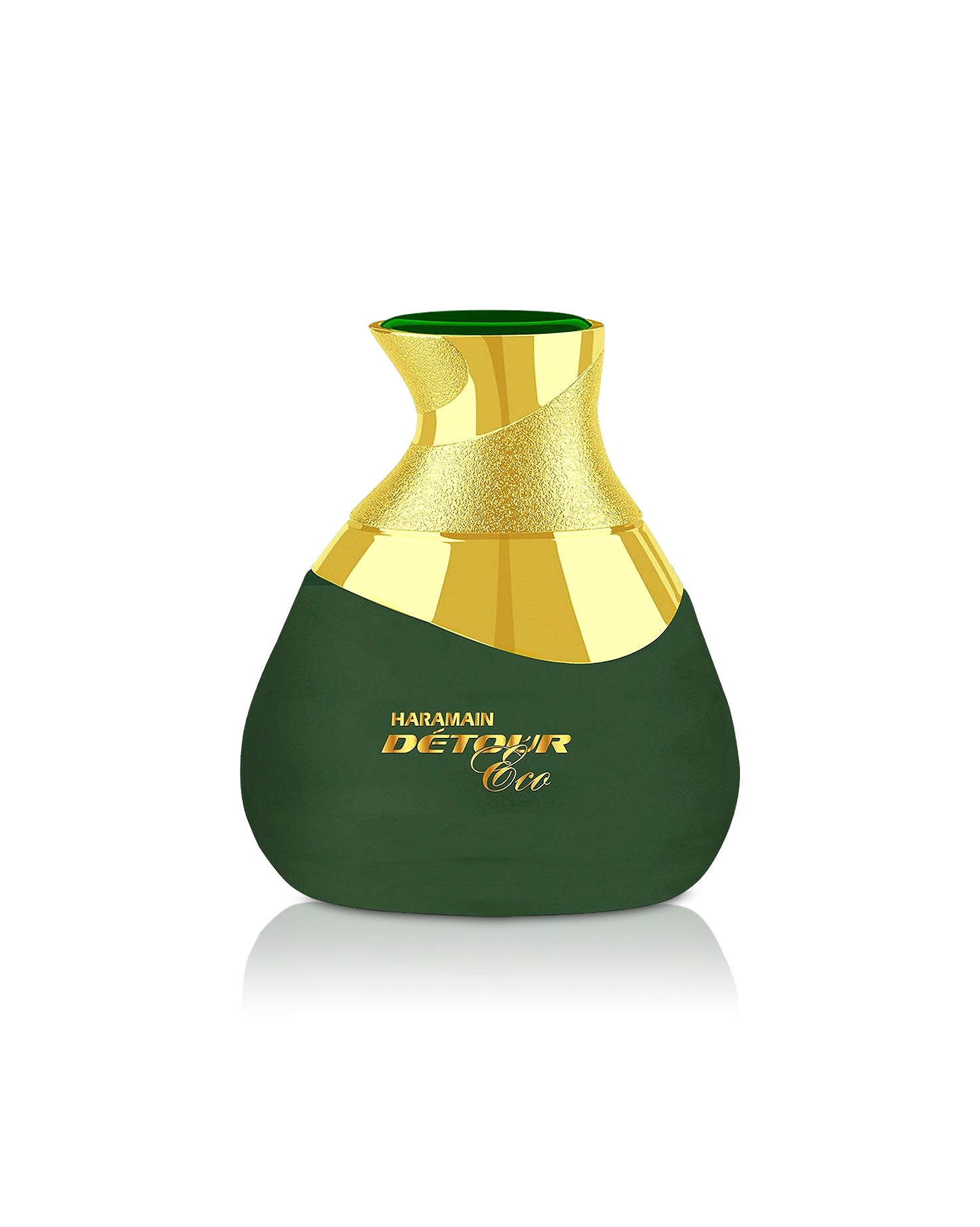 Al haramain detour eco perfume green bottle shows against white background