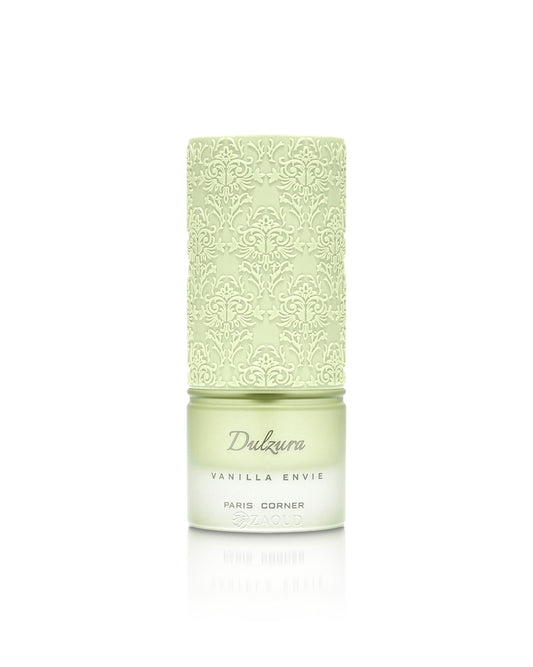 dulzura vanilla envie perfume bottle shows against white background
