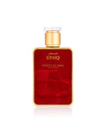 effects of uniq perfume bottle shows against white background