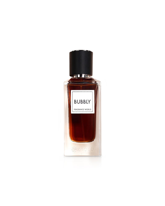 FRAGRANCE WORLD BUBBLY Perfume bottle labeled 'Bubbly' on a white background