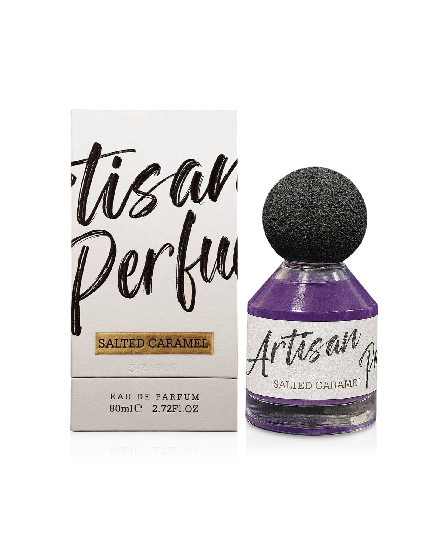 FRAGRANCE WORLD SALTED CARAMEL perfume bottle and packaging on a white background