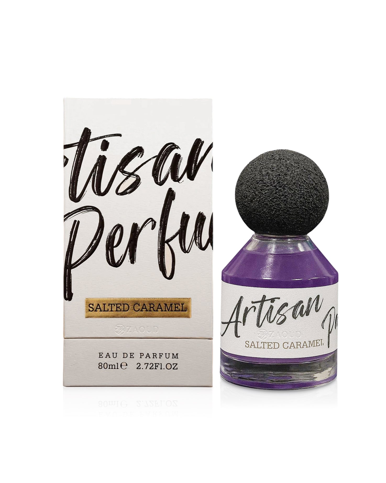 FRAGRANCE WORLD SALTED CARAMEL perfume bottle and packaging on a white background