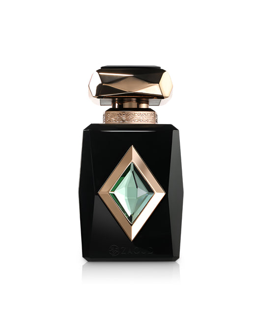 french avenue iris patchouli perfume bottle shows against white background