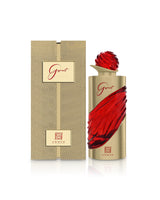 ahmed al maghribi garnet perfume bottle shows beside its packaging against white background