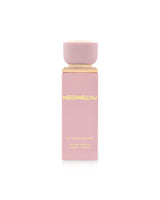 gulf orchid Pink perfume bottle with gold cap and 'Marshmallow' text on a white background