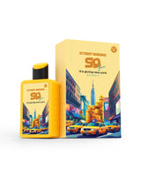 it's giving new york perfume bottle shows beside its packaging against white background