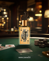 Fragrance world jack of clubs design on a poker table with cards and chips.